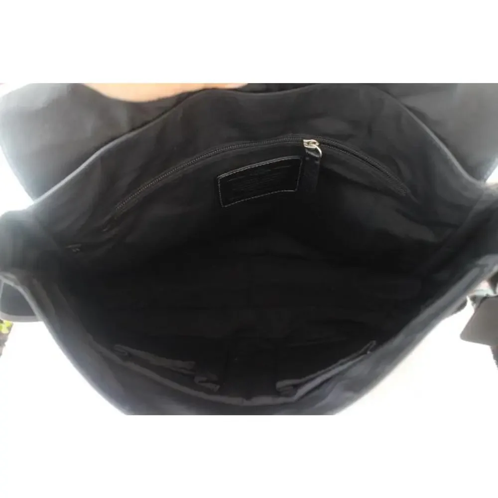 (Z) COACH HERITAGE LEATHER MESSENGER (COACH F70556) SILVER/BLK (900